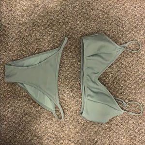 SOLD- Green Ribbed LA Hearts Bikini from PacSun